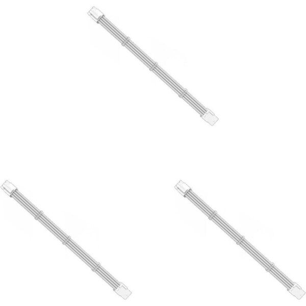 3x Cruxtec PP-8P44-30WH CPU 8Pin Female to 4+4Pin Male Cable Cord 30cm White