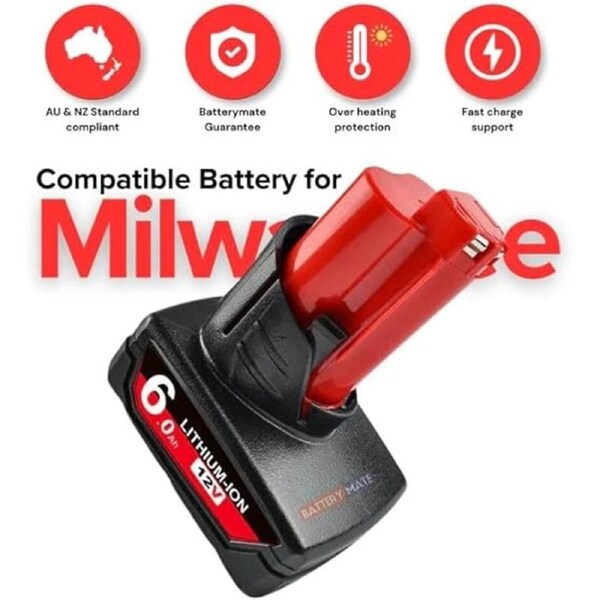 [4 Pack] Milwaukee M12 Compatible 6.0Ah Batteries