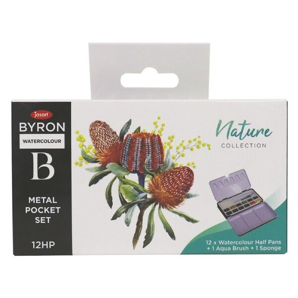 Jasart Byron 12-Colour Pocket Watercolour Craft Painting w/ Brush Set Nature