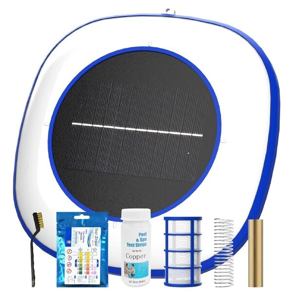 Oppsbuy Solar Pool Ionizer, Floating Water Cleaner & Purifier w ith Thicker Copper Anode, Up to 35,000 Gallons, 85% Less Chlorine, Easy Maintenance