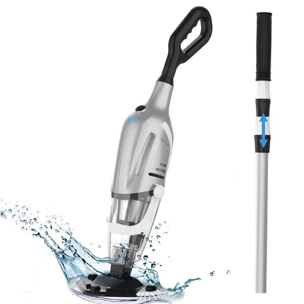 Oppsbuy Pool Vacuum, Cordless Handheld Pool Cleaner, Rechargeable Pool Vaccums with Telescopic Pole, Brush Head, Up to 80 Minutes for Sand and Debris