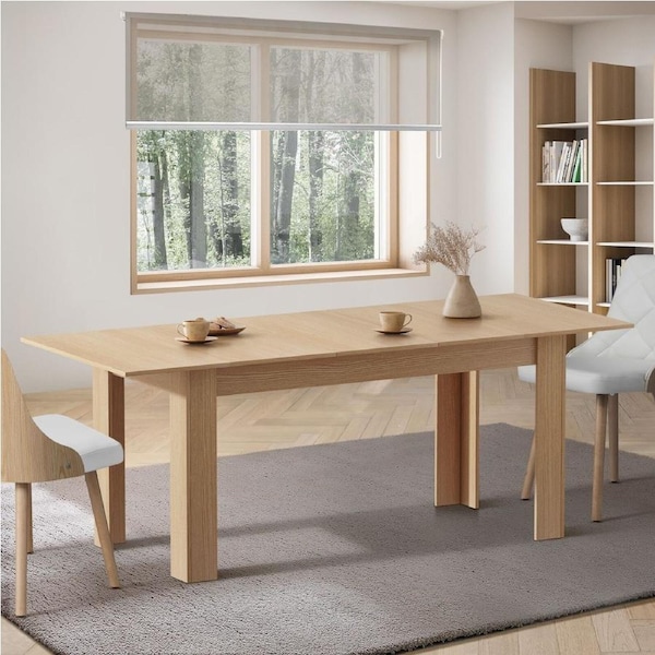 Oikiture 200cm Extendable Dining Table Kitchen Restaurant Cafe Table Natural