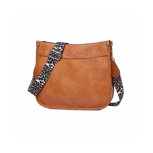 Vegan Leather Large Crossbody Bags for Women with Adjustable Straps-Brown