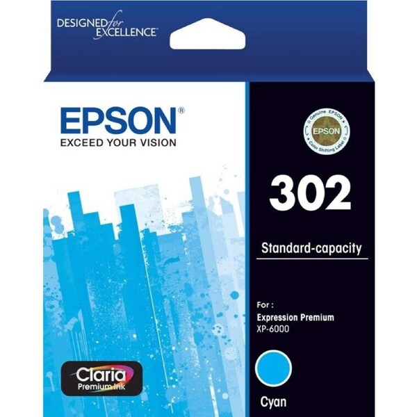 Epson 302 Cyan Ink Cartridge Toner C13T01W292 Genuine Original