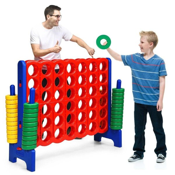 Babyjoy Jumbo 4-to-Score Giant Game Set w/42 Jumbo Rings & Quick-Release Slider For Garden Yard Party Pub Beach Travel