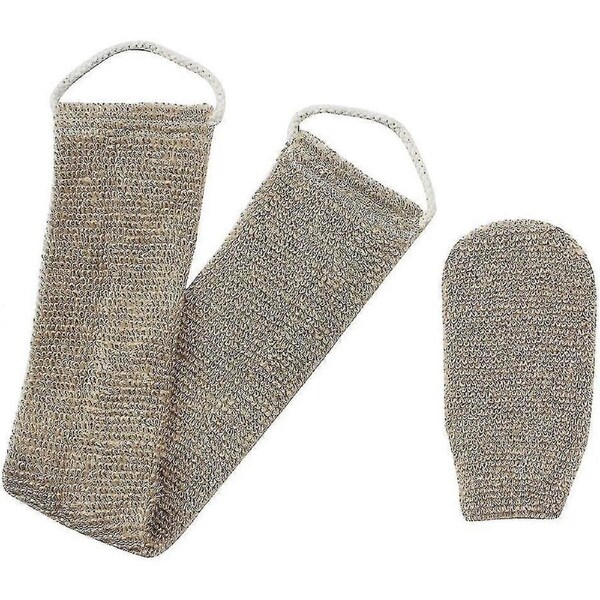 JOYBUY Hemp Back Scrubber, 100% Natural Exfoliating Back Strap With Mitt, Exfoliating Loofah Back Scrubber