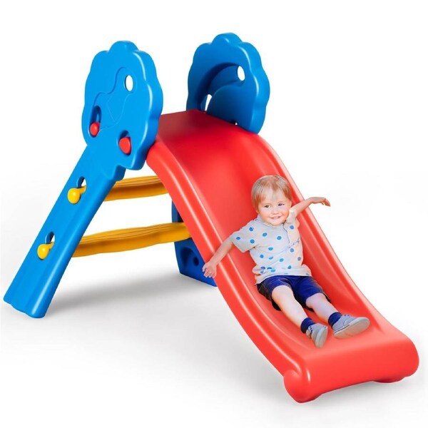Costway Foldable Slide w/Climb Non-Slip Indoor Outdoor Portable Playground Toy Multi