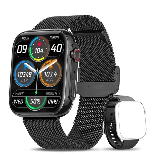 Smart watch: AMOLED Display, Bluetooth Calls, Fitness & Health Tracker-Black
