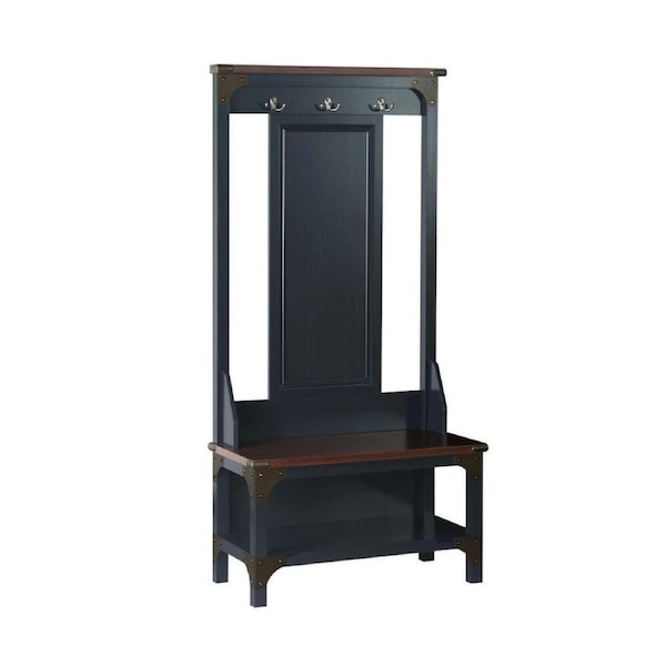 Maestro Furniture Innes Wooden Hall Tree Coat Shoe Rack Antique Black