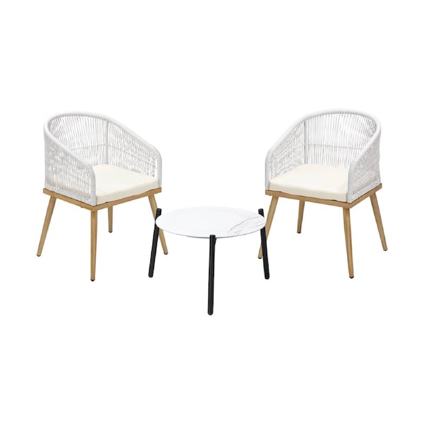Livsip 3 Piece Outdoor Patio Setting Bistro Set Lounge Furniture Sets 50cm Table