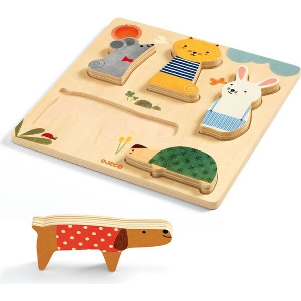 5pc Djeco Woody Pet Animal Pet Wooden 3D Puzzle Kids/Children Play Toy 12m+