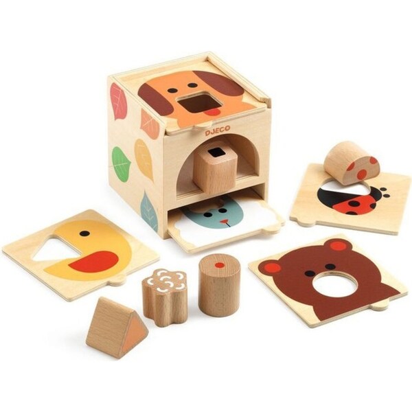 Djeco Box Basic Wooden Shape Sorter w/ 5 Boards Kids/Children Play Game 18m+