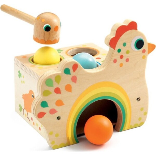 Djeco Wooden Tapatou Chicken w/ Hammer 23cm Kids/Children Play Toy 18m+