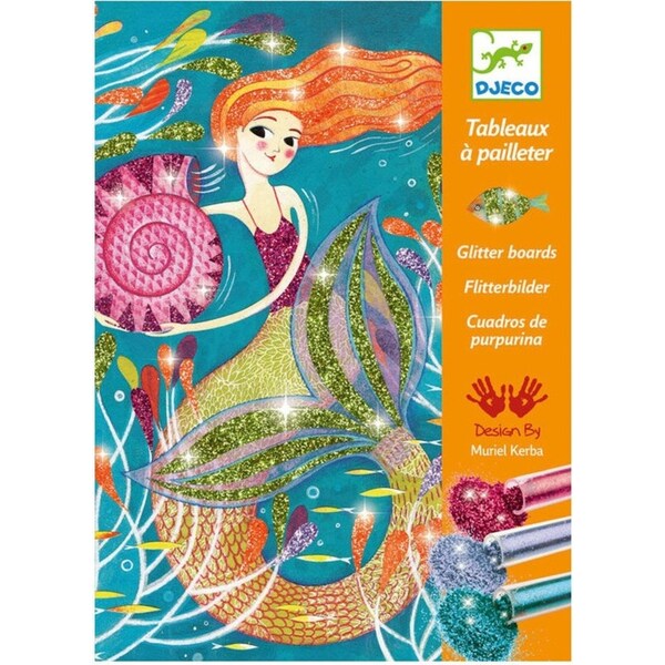 12pc Djeco Mermaids Glitter Boards DIY Art Craft Fun Activity Kit Kids 7y+