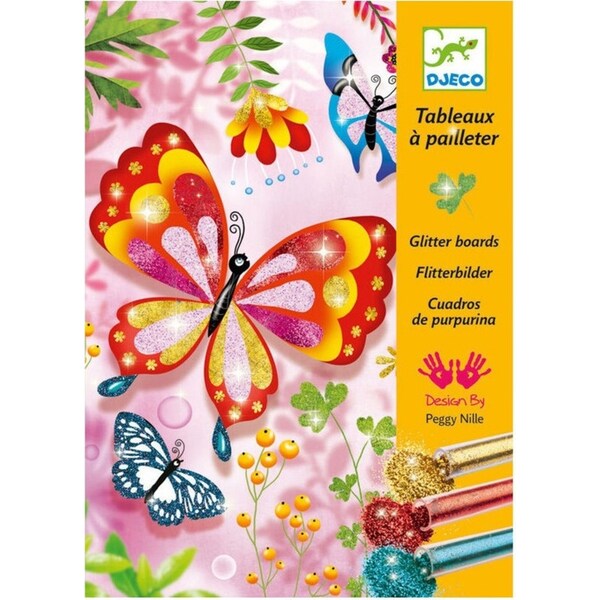 12pc Djeco Butterflies Glitter Boards DIY Art Craft Fun Activity Kit Kids 8y+