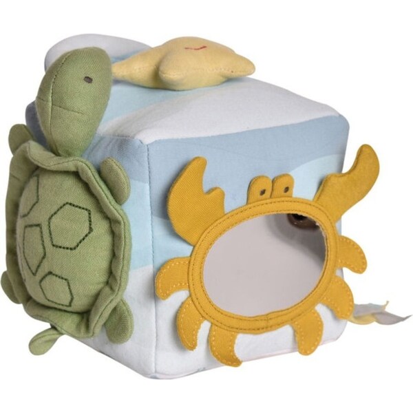 Tikiri 14cm Ocean Organic Activity Cube 98203 Baby/Toddler Sensory Toy 0m+