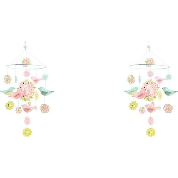 2x Djeco Spring Birds Paper Mobile Kids Nursery Room 21cm Hanging Decor 0m+