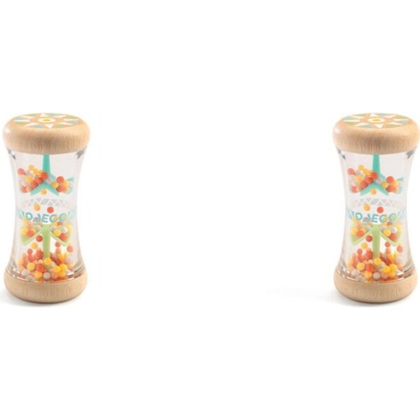 2x Djeco Babyplui Shaker Rattle Kids/Children Fun Play Toy 9.5cm Assorted 3m+
