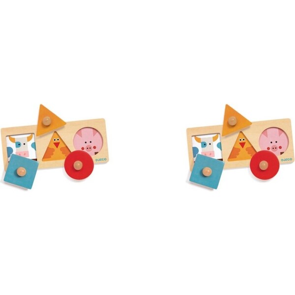 2x Djeco Formabasic Wooden Puzzle Kids/Children 23cm Educational Play Toy 12m+