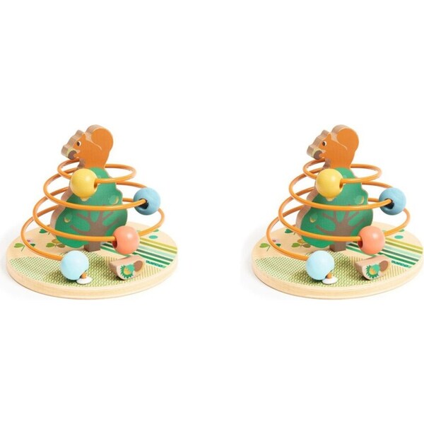2x Djeco Squirrel Bead Frame RollNut 17x17cm Activity Toy Kids/Children 18m+
