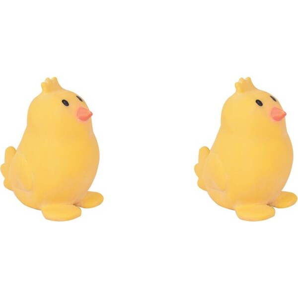 2x Tikiri 8.5cm Farm Animal Rubber Chicken 95005 Baby Sensory Toy 0m+ Yellow