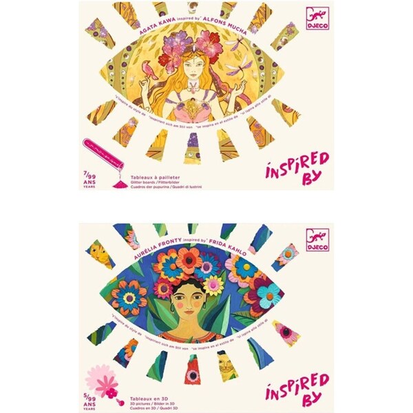 Djeco Inspired By Gustav Klimt & Frida Kahlo Oil Pastel/3D Pictures Art Set 7y+