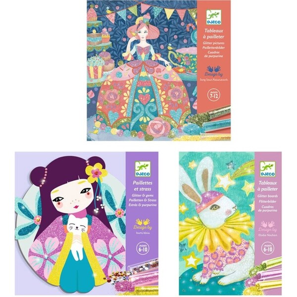 36pc Djeco Daydream/Onnanoko/Animals Glitter Boards Kids Art/Craft Kit 7y+