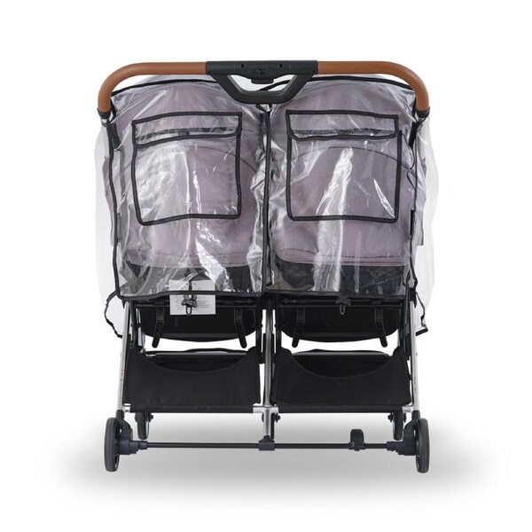 Universal Pram Rain Cover Windproof Transparent Double Canopy Shield