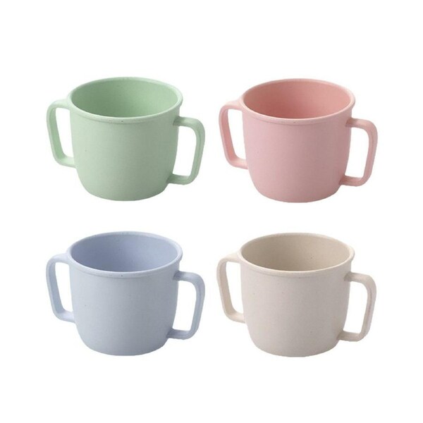 4PCS Bamboo Fiber Kids Milk Drinking Cups with Handle Eco Friendly Toddler Cups