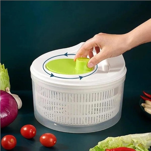 Multifunctional 5L Vegetable Dehydrator Centrifugal Inertia Design Drain Basket Easy Efficient Draining Kitchen Tool