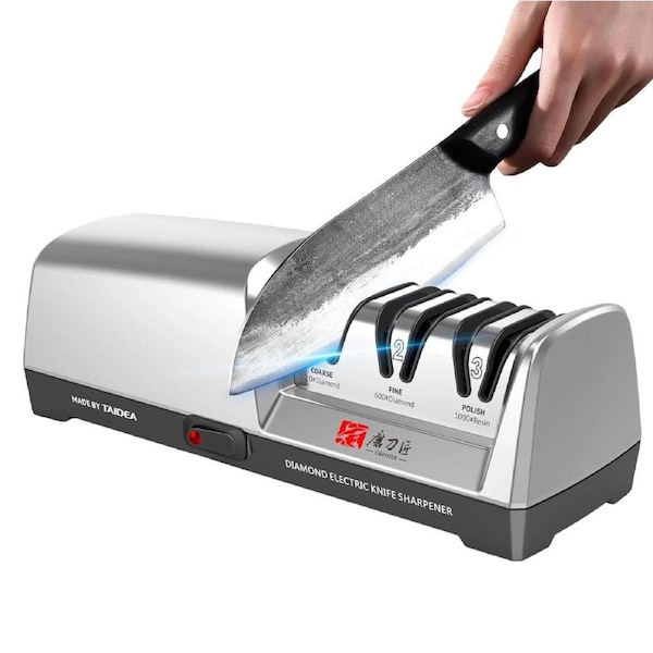 Household Automatic Multifunctional Quick Sharpener Electric Knife Sharpener 3-Stage System 15-20 Degrees Stainless Steel Kitchen Knive Sharpening Polishing