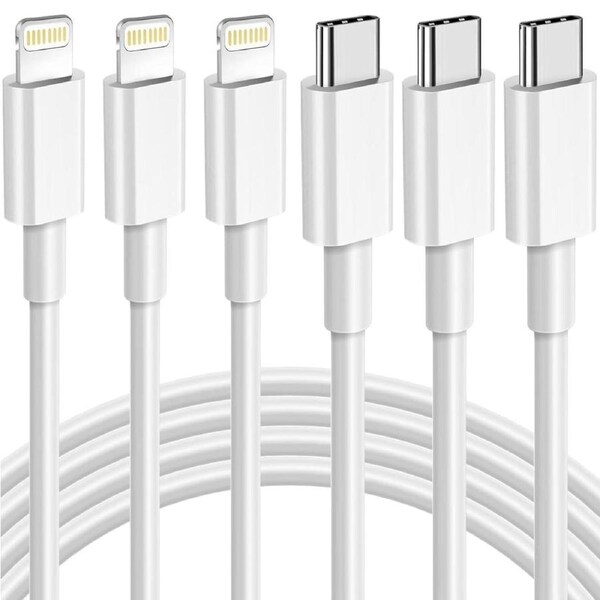 [3Pack] 2m/6FT iPhone Fast Charger Cable USB-C Power Delivery Charging Cord for iPhone 14/13/12/XS/11 Pro Max / iPad, White