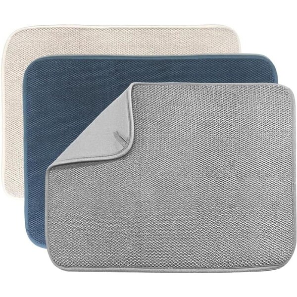 3 Pack Dish Drying Mat,Absorbent Microfiber Dishes Drainer Mats for Kitchen Counter Large Size 20 X 15 Inch,Dish Drying Pad
