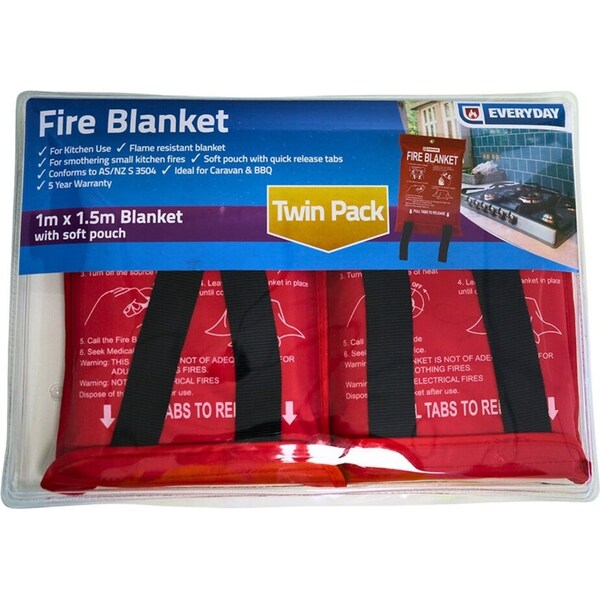 2pc Everyday Fire Blanket 1m x 1.5m Essential for Home and Survival Safety