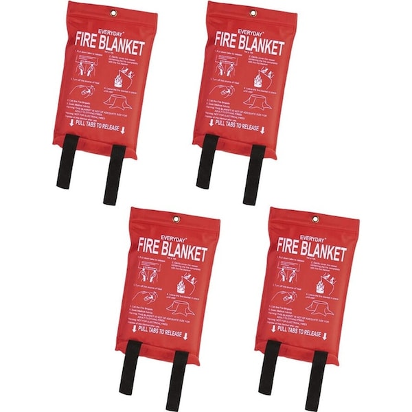 4x Everyday Fire Blanket 1m x 1m Crucial Essential for Home and Survival Safety