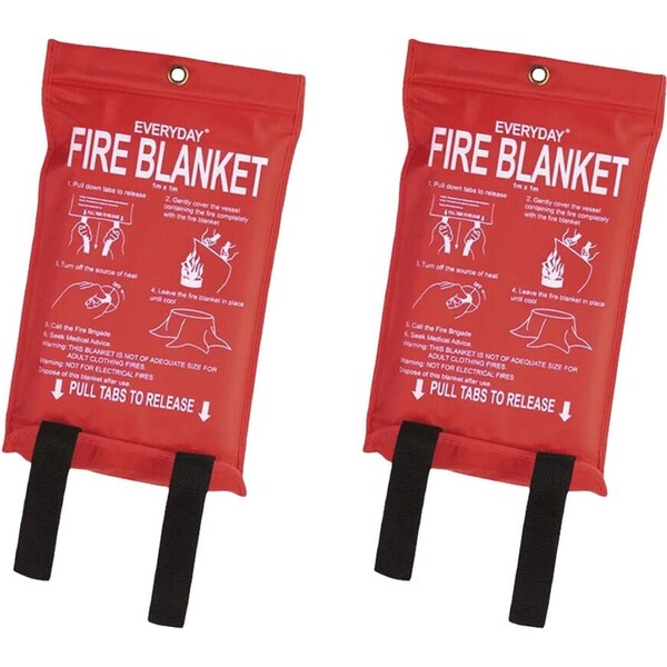 2x Everyday Fire Blanket 1m x 1m Crucial Essential for Home and Survival Safety