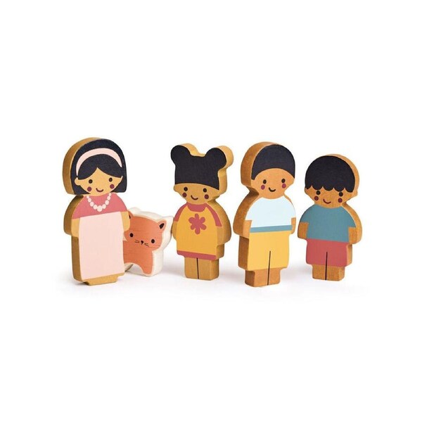 5pc Mentari Wooden Doll Family w/ Cat Kids/Children Pretend Play Fun Toy 12m+