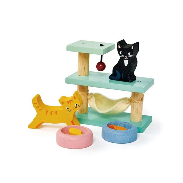 Tender Leaf Toys Pet 1:12 Cat w/ Play Table Dollhouse Accessory Set 3y+