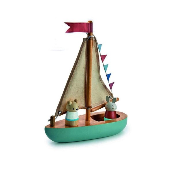 Tender Leaf Toys 23x29.5cm Sailaway Boat Kids/Child/Toddler Wooden Toy 18m+