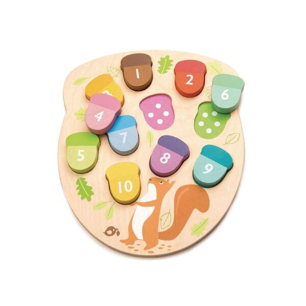 Tender Leaf Toys How Many Acorns Wooden Puzzle Kids/Children/Toddler Toy 18m+