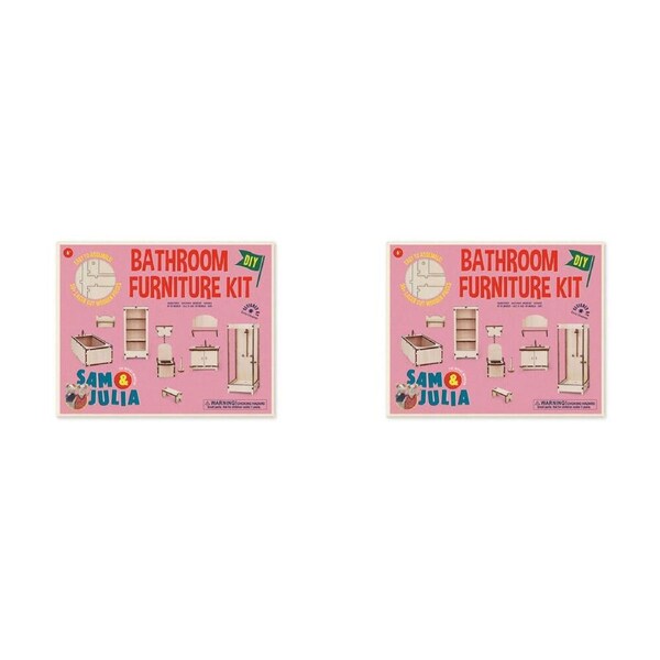 2x Sam & Julia Wooden Bathroom Furniture Kit Kids/Children DIY Fun Play Toy 6y+