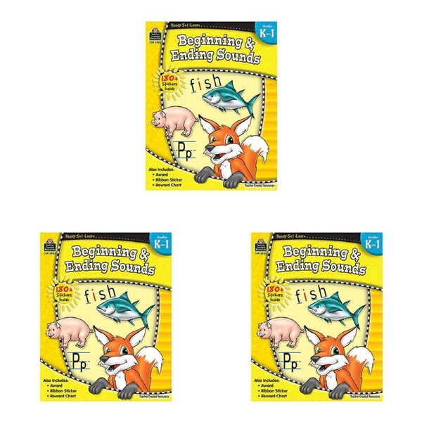 3x Teacher Created Resources Beginning & Ending Sounds Book Set For Grade-K1 4y+