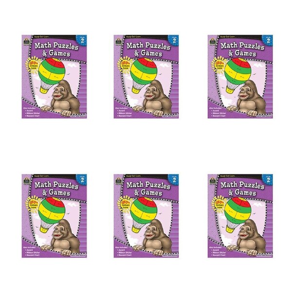 6x Teacher Created Resources Math Puzzles/Games Learn Book Set For Grade-2 6y+