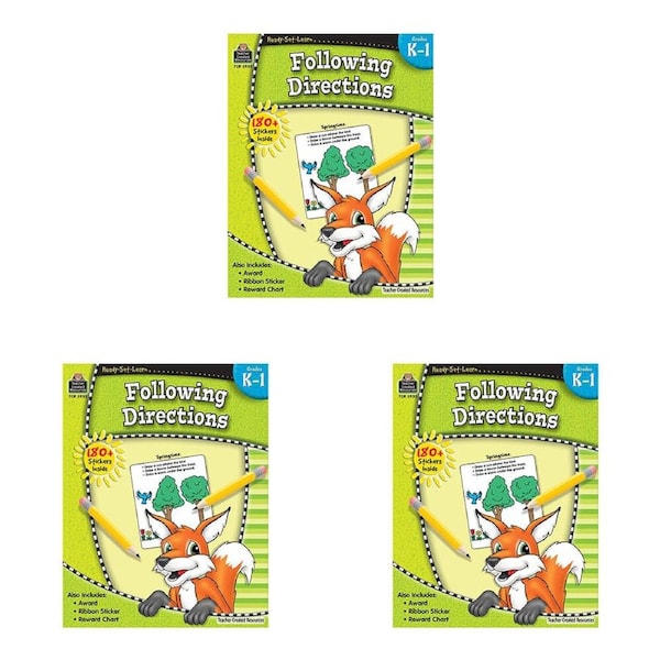 3x Teacher Created Resources Following Directions Learn Book Set For Grade-K1 5+