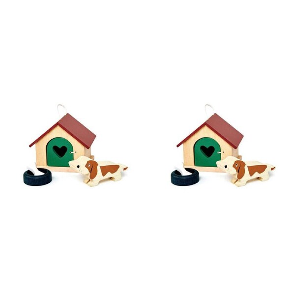 2x Tender Leaf Toys Pet 1:12 Dog Kennel w/ Bowl Dollhouse Accessory Set 3y+