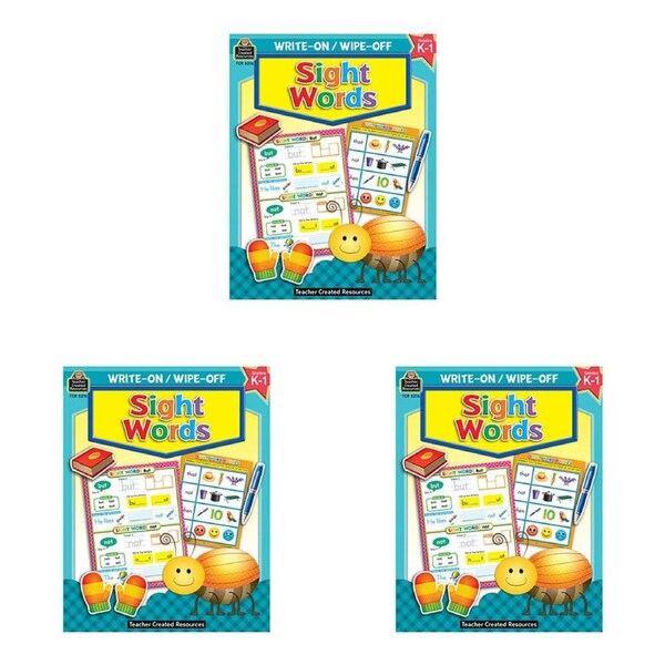 3x Teacher Created Resources Sight Words Write-On Wipe-Off Activity Book Kids 5+