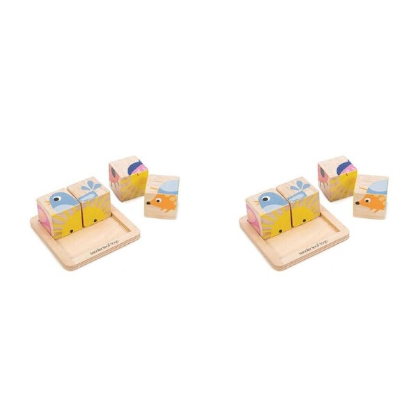 8pc Tender Leaf Toys Baby Blocks Cube w/ Base Kids/Children Wooden Toy 18m+