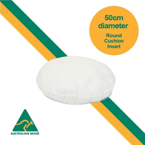 Aus Made ROUND 50cm Diameter Cushion Insert Polyester Premium Lofty Fibre
