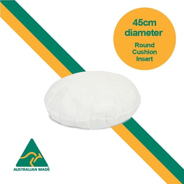 Aus Made ROUND 45cm Diameter Cushion Insert Polyester Premium Lofty Fibre