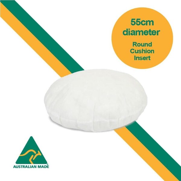 Aus Made ROUND 55cm Diameter Cushion Insert Polyester Premium Lofty Fibre